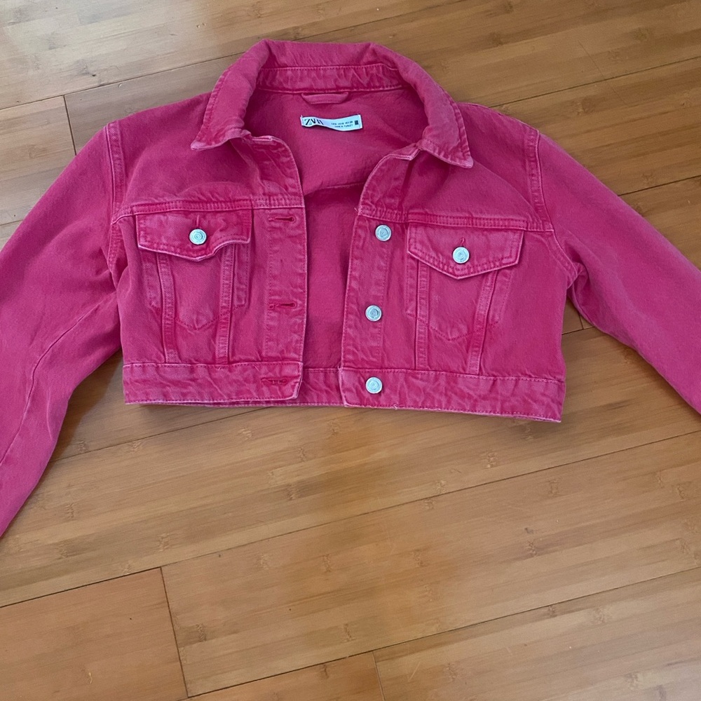 Cropped Pink Denim Zara Jacket